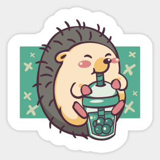 Cute Hedgehog Drinking Bubble Tea Sticker